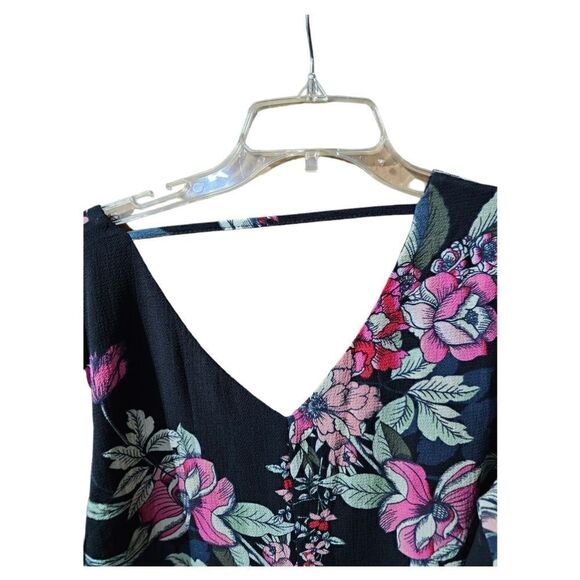 CITY CHIC Black Pink Floral Empire Sleeve Pullover Dress - Size 18 - Picture 4 of 7